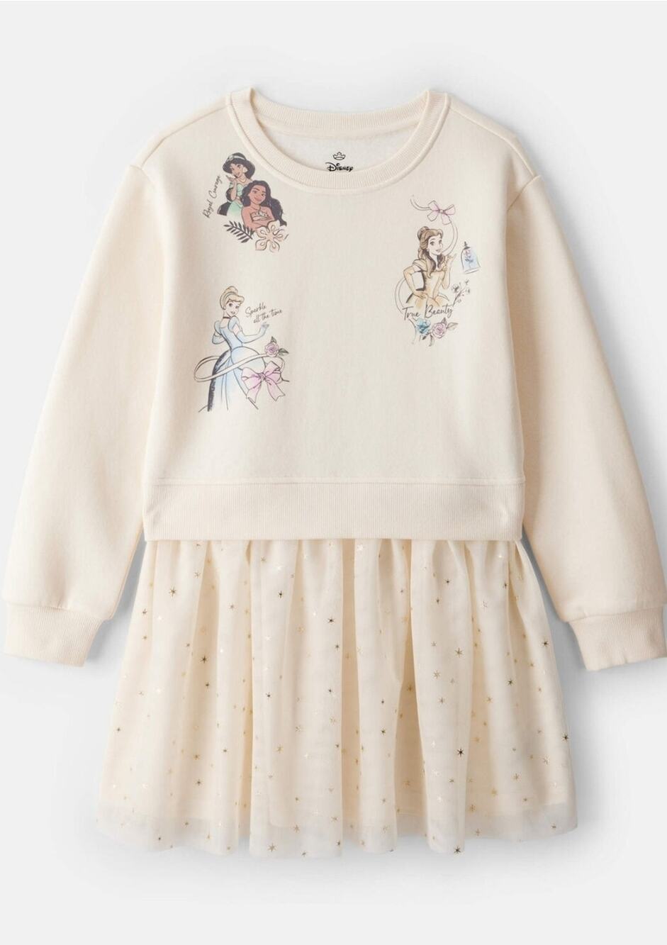 Disney Girls Ivory Fit & Flare Tulle Dress Long Sleeve Size 8 Carter's